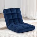 Floor Chair 24 inches Wide Oversized Velvet Armless Lay Flat Floor seat Padded Meditation Chair with 6 Adjustable Position Ergonomic Comfortable Convenient(LRSF-013-NAVY)