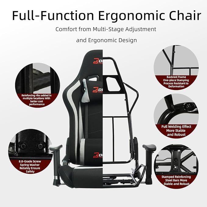 Gaming Chair High-Back Ergonomic Computer Chair Adult Lumbar Support Breathable Fabric Office Chair 3D Independent Armrests。(1005-gray)