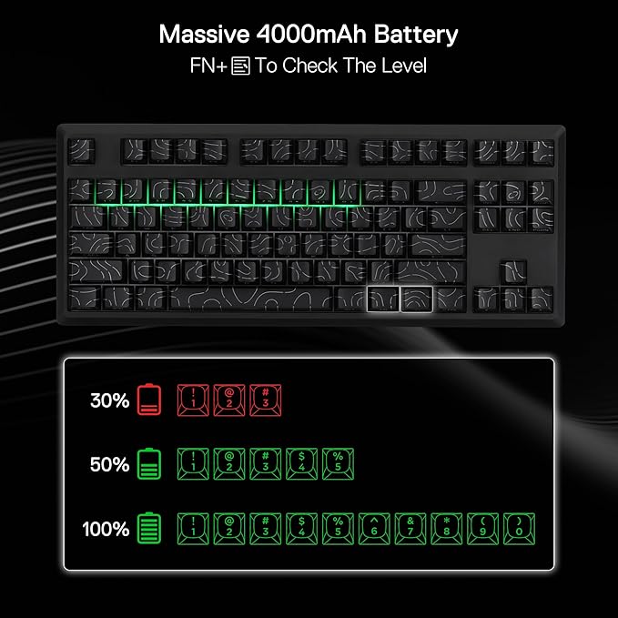 Redragon K737 PRO Wireless 87 Keys Gasket Gaming Keyboard 80% Premium CNC Aluminum Mechanical Keyboard Hot-Swap South-Facing LED Socket 5-Layer Noise Dampening Side-Printed PBT Contour Line Keycap