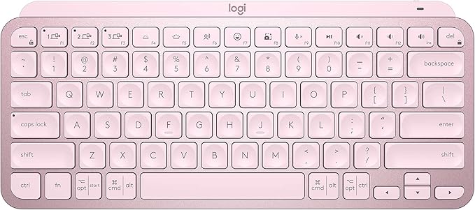 Logitech MX Keys Mini Minimalist Wireless Illuminated Keyboard Compact Bluetooth Backlit USB-C Compatible with Apple macOS iOS Windows Linux Android Metal Build - Rose