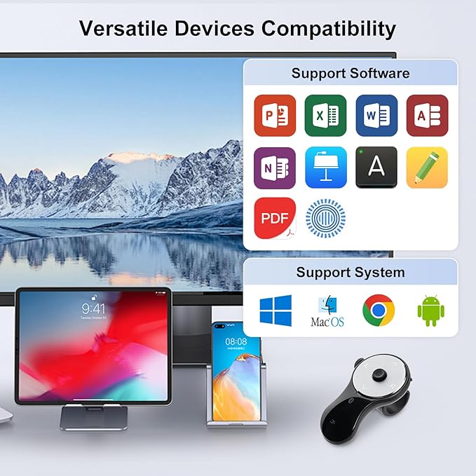 SANWA 3 in 1 Bluetooth Finger Ring Mouse Wireless Presentation Clicker Video Scroller &amp Page Turn for Kindle APP Mini Wearable Mouse Rechargeable Handheld Remote Mice for PC Laptop Mac Tabl