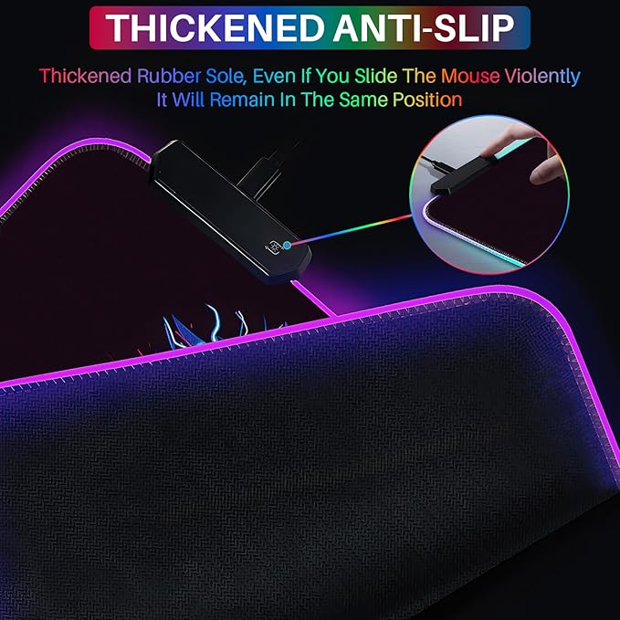 XL Led Gaming Mouse Pad with 14 Light Modes - Light Up Gamer Mouse Pad31.5 x 11.8in Non-Slip Gamepad Style RGB Large Gamer MousepadBlack Long Glowing Gaming Accessories for DeskWaterproof