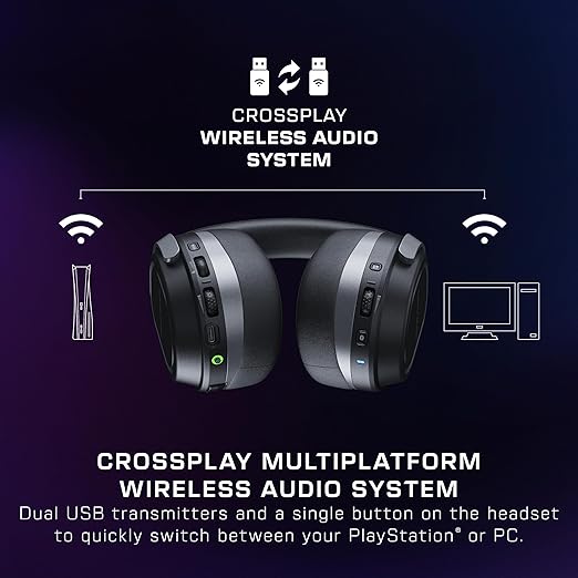 Turtle Beach Stealth 700 Wireless Multiplatform Amplified Gaming Headset for PS5 PS4 PC Mobile – AI Noise-Cancelling Mic Bluetooth Rechargeable Battery Dual Transmitters Black (Renewed)