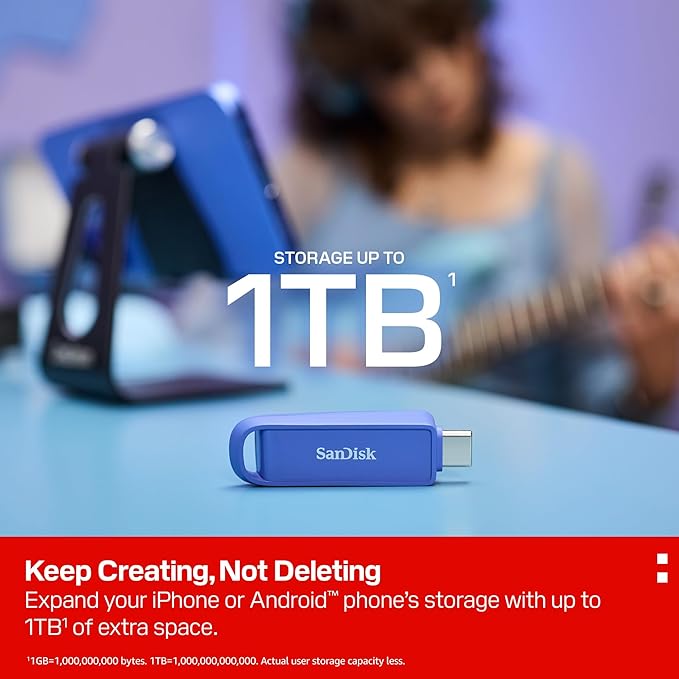 SanDisk 512GB Phone Drive with USB Type-C - for Smartphones Tablets and Computers - Up to 150MB/s USB 3.2 Gen 1 - Maritime Blue - SDIXS0N-512G-GN6ND