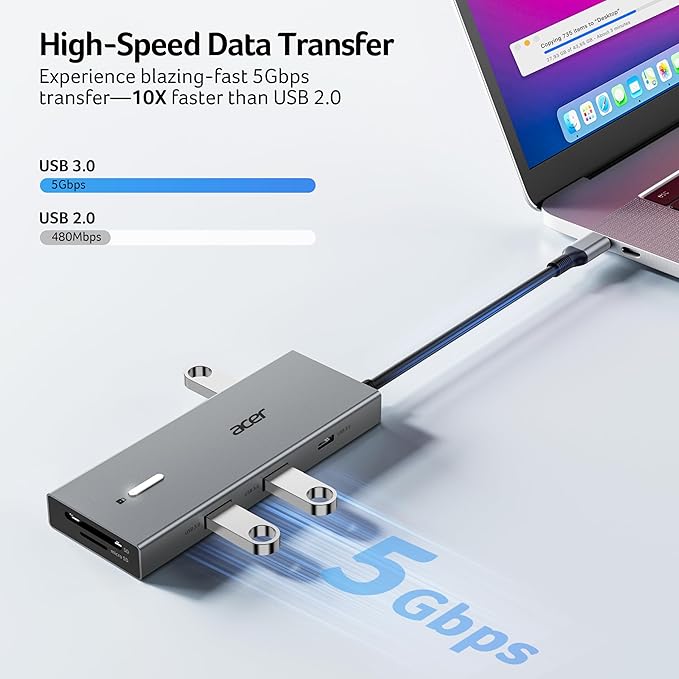 Acer USB C Docking Station Dual Monitor with 2 HDMI 9-in-1 Laptop Docking Station with 4K@60Hz HDMI USB A&ampC 3.0 SD/Micro SD 100W PD USB C Dock Compatible with Acer/Dell XPS/HP/Mac/Surface (15