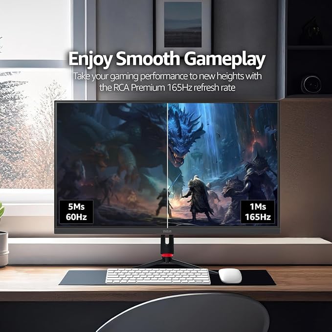RCA 27 Evolution Select QHD Gaming Monitor | 165Hz 2560 x 1440p Adaptive Refresh Technology with 1ms Response HDR10 Ultra Wide Game View - RGB Backlighting &amp Adjustable Stand | M27SG134F