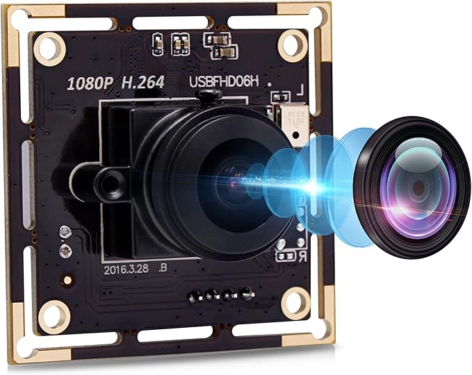 1080P USB Camera Module for Video Conferencing 2MP IMX323 with 170 Degree Fisheye Lens H.264 Format and Low Light Performance for Computer Linux Android Jetson Nano