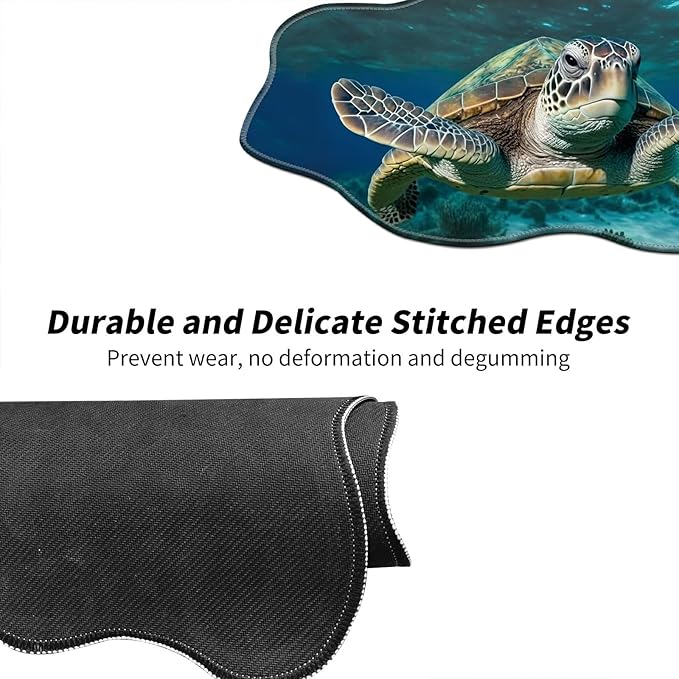 Sea Turtle Desk Mat Mouse Pad 35.4X15.7 XL Extended Mousepad Huge Mouse Pads with Stitched Edges Desk Pad for Work Game Office Home