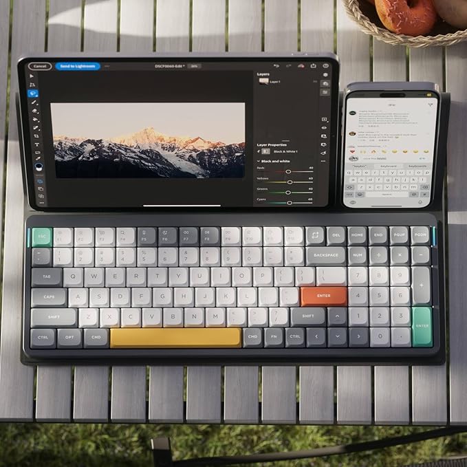 nuphy Air96 V2 Wireless Mechanical Keyboard100 Keys RGB Backlit KeyboardSupports Bluetooth 5.12.4G and Wired Connectionfor PC/Laptop/Windows/Mac -Grey Gateron Brown Switch