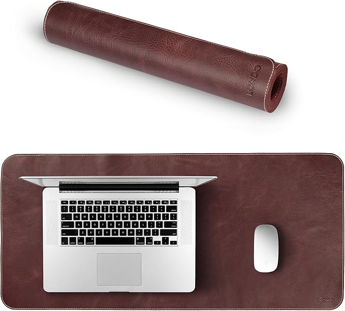 Londo Top Grain Leather Extended Mouse Pad – Large Desk Mat for Office &amp Gaming Smooth Writing Surface Non-Slip Base Durable &amp Stylish Workspace Accessory
