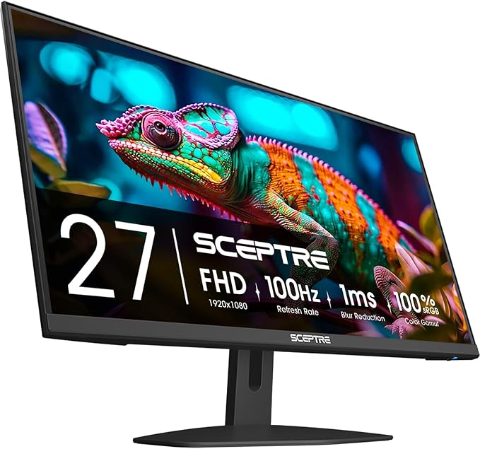 Sceptre 27-Inch Gaming Monitor FHD 1080p 100Hz 1ms DisplayPort HDMI x2 100% sRGB AMD FreeSync Built-in Speakers Eye Care Frameless Machine Black (E275W-FW100T Series 2026)