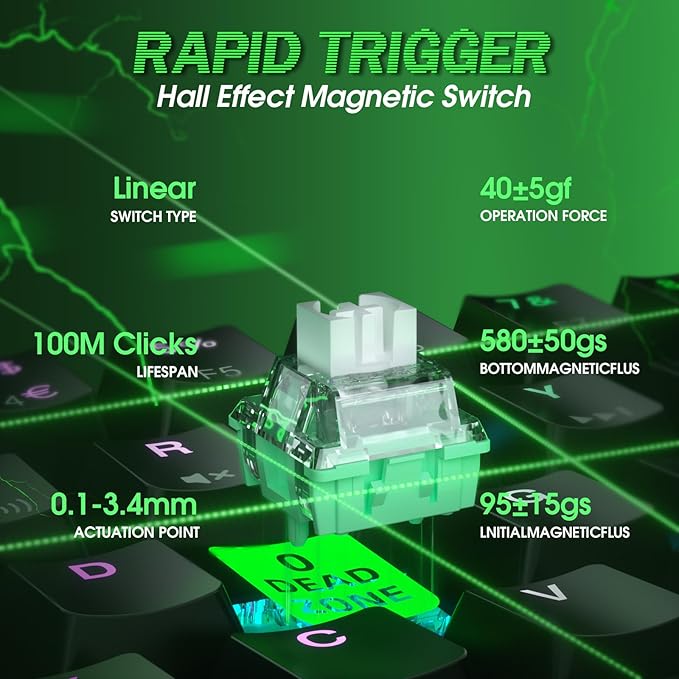 ZIYOU LANG X Magic-Refiner X68HE 8KHz Rapid Trigger Mechanical Gaming Keyboard60% WiredHall Effect Magnetic SwitchAdjustable ActuationRGB BacklitSnap Tap RGB Backlit for PC/Mac Black