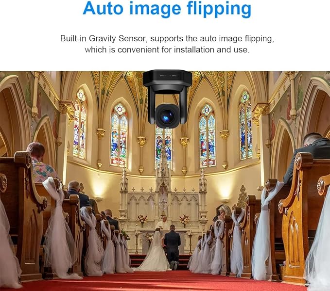 AI Auto-Tracking IP PTZ Camera SDI/HDMI/USB3.0/LAN PoE 30X Optical Zoom + 16X Digital ZoomFHD 1080P 60fps for Church Services Worship Large Events Live BroadcastRP-HD66A-30
