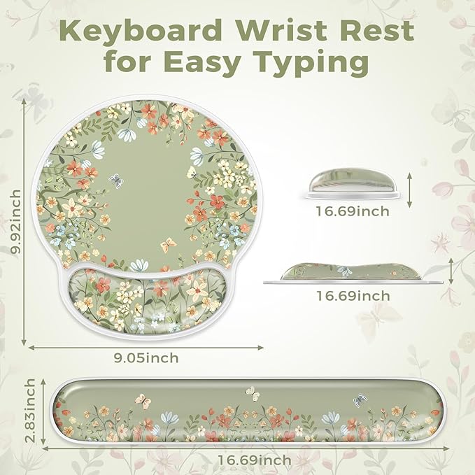 iCasso Gel Wrist Rest for Keyboard and MouseErgonomic Mouse Pad Wrist Support for Typing Pain ReliefSilicone Keyboard Cushion Hand ArmCute Computer Wrist Rest for Women Girl