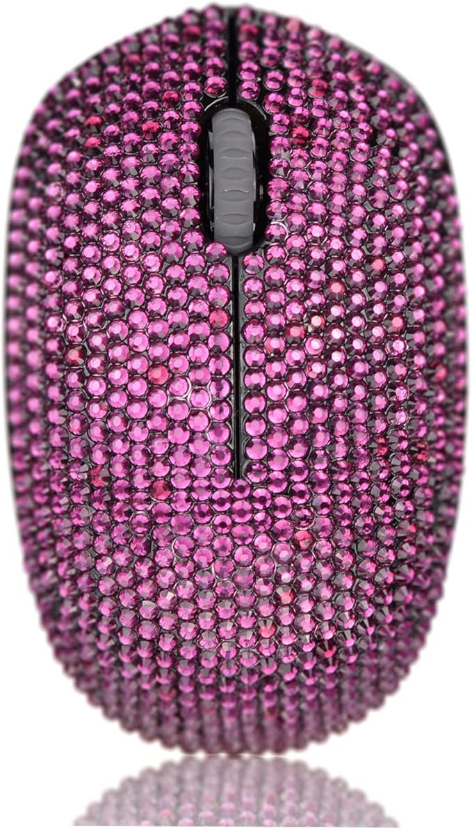 Bling Dazzling 2.4GHz Wireless Silent Mouse Covered with Rhinestone Crystal Crystallized Mouse with USB Receiver Compatible with Notebook PC Laptop Computer MacBookGreat Gift (Light Purple)