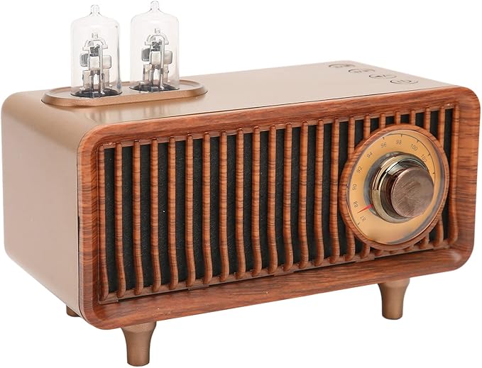 Keenso Classic Retro Speaker with Sound Processing Vintage LED Wireless Speaker for PC Laptop Portable for Music Enthusiasts (Wood Color)