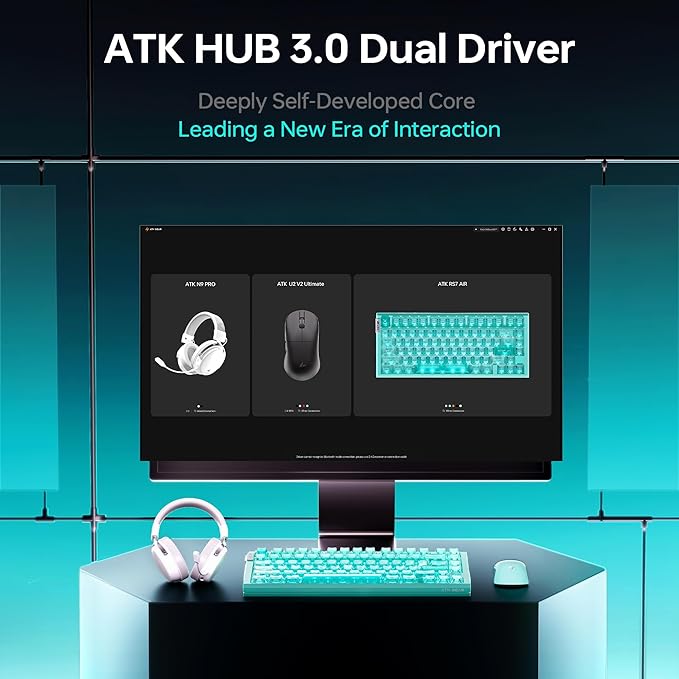 ATK RS7 Air Esports Hall Effect Keyboard 75% 81-Key 0.08 ms Latency Frosted PC Keycaps (White/Lucidblade)
