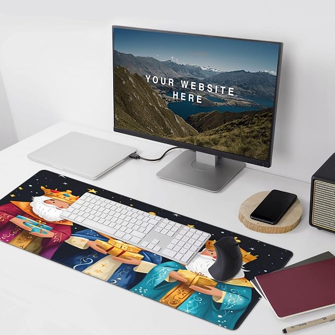 XXL Gaming Mouse Pad Extended (35.5X16) Three Wise Men Large Non-Slip Desk Mat Water-Resistant Keyboard Mousepad for Office &amp Home