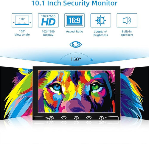10.1 Inch Small Monitor Raspberry Pi Screen Built-in Speakers Mini Display 1024 x 600 60 Hz 5ms IPS Screen Display w/Remote Control HDMI VGA AV BNC Input Computer Monitor