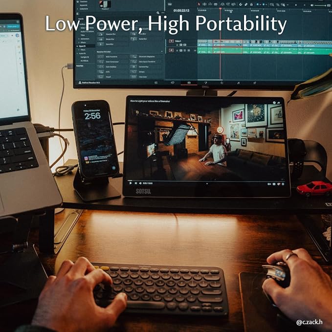 SOTSU FlipAction Go 14 Premium Portable Monitor | Full HD 1080p | 400 Nits | 100% sRGB | Robust yet Lightweight | Pivoting Landscape &amp Portrait Display | Tempered Glass Cover | USB-C &amp Mini H