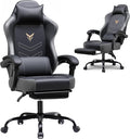 GTPLAYER Gaming Chair with Footrest Recliner Chair with Headrest &amp Lumbar Support Linkage ArmrestErgonomic Gaming Chair High Back Office Home Grey