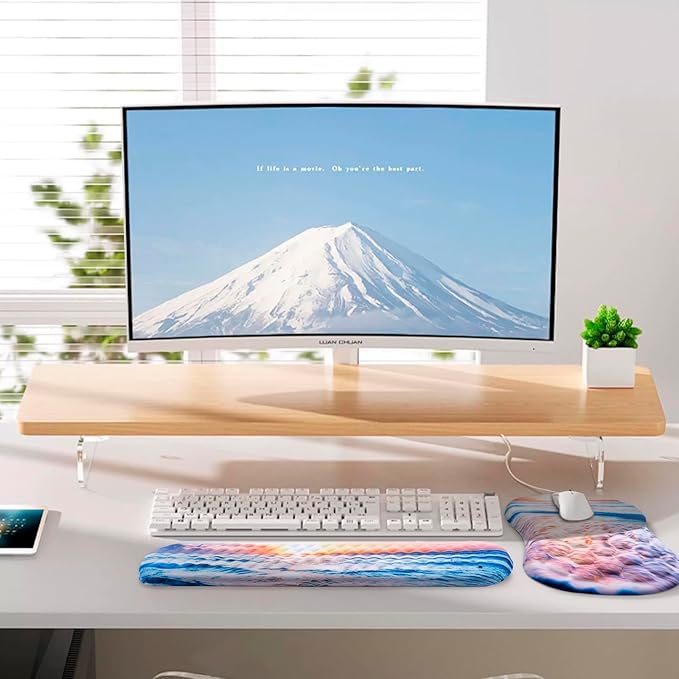 Mouse Pad Wrist Support Laokiiy 2 in1 Keyboard Wrist Rest+ Ergonomic Mouse Pad Non-Slip Wrist Rest for Computer Keyboard Made Easy Typing &amp Relieve Wrist Pain(Sunrise Beach)