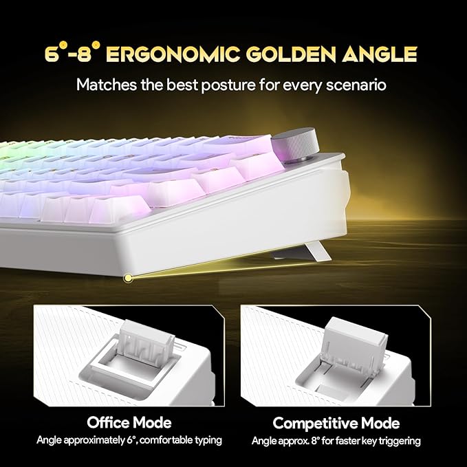 68% Wired Gaming Keyboard with Volume Knob RGB Backlit Mechanical Keyboard Gasket Mount with PBT Keycaps8000 Hz Polling Rate Hall Effect Cream Switches Hot-Swap for FPS Games (Cream White)