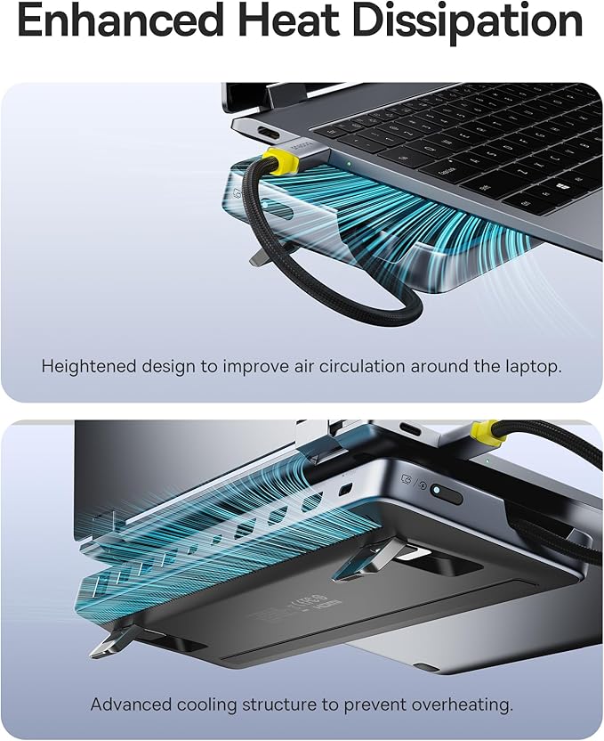 Baseus Laptop Docking Station Stand 12 in 1 Triple 4K Display HDMI/DP 10Gbps USB A/C Fast Data PD 100W Ethernet TF/SD USB C Docking Station with Stand for Windows/Dell/HP/Lenovo/Asus/Acer/Mac