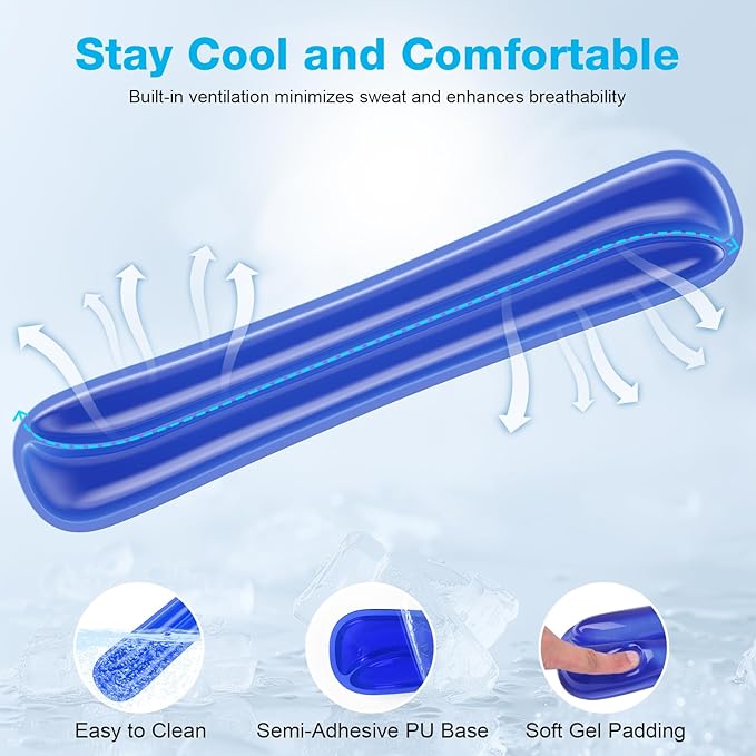 Gel Mouse pad &amp Keyboard Wrist Rest Set Ergonomic Keyboard and Mousepad with Wrist Support Keyboards Wrist Rest Computer Keyboards Pad Cooling Gel Blue