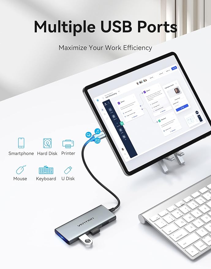 VENTION USB C Hub for MacBook Pro 7 in 1 USB C Multiport Adapter with 4k HDMI 100W PD USB 3.0 Ports SD/TF USB C Dock Compatible with MacBook Air/Pro iPad Pro Surface Dell XPS and More