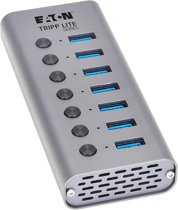 Eaton Tripp Lite Series USB C Hub 3.2 Gen 1 with 7 USB-A Ports and Individual On/Off Switch 5 Gbps Data Transfer Plug-and-Play USBC Laptop Docking Station 3-Year Warranty (U360-007-SW)