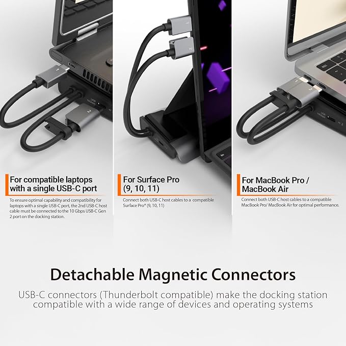 j5create USB C Dual 4K60 Display Docking Station (12-in-1) Built-in M.2 SSD Slot HDMI DisplayPort 10Gbps USB-A Card Reader PD 100W Ethernet for Surface Pro 7/8/9/11 (JCD551)