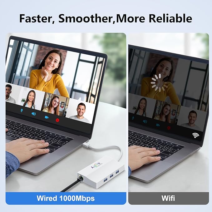 PoE to USB C Hub USB-C to Ethernet Multiport Adapter Plug &amp Play 5 in 1 (Gigabit Ethernet 23W Powered by POE 802.3at 3*USB 3.0) to Type-C Adapter for Smart Phone/Tablet