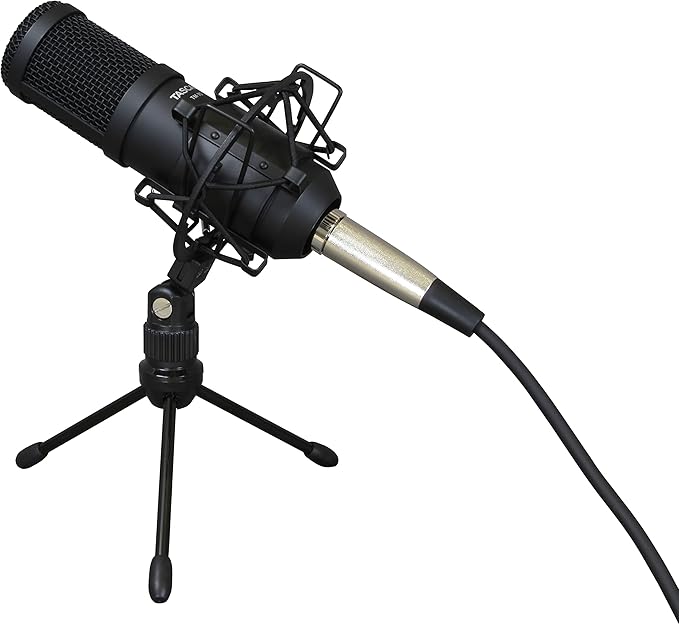 Tascam Dynamic Microphone for Broadcast Microphone for Professional Podcasting and Live Streaming (TM-70) Black