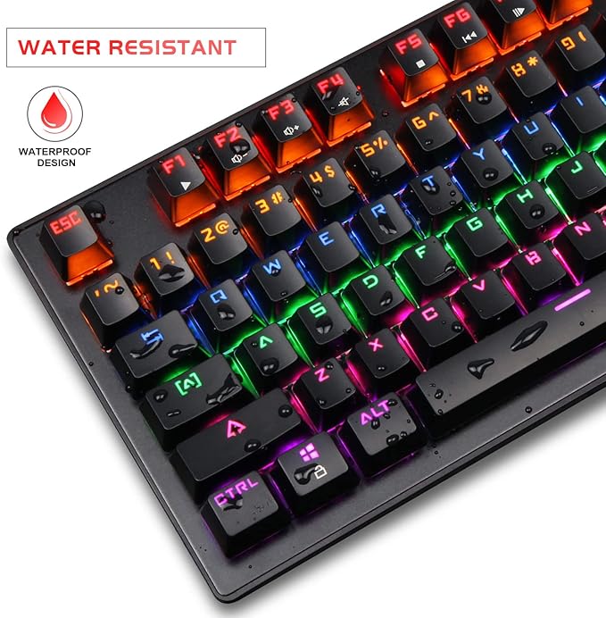 Anivia MK1S LED Backlit Mechanical Gaming KeyboardWired USB Gaming Keyboards with Blue Switches 87 Keys for Windows PC Laptop Game Black