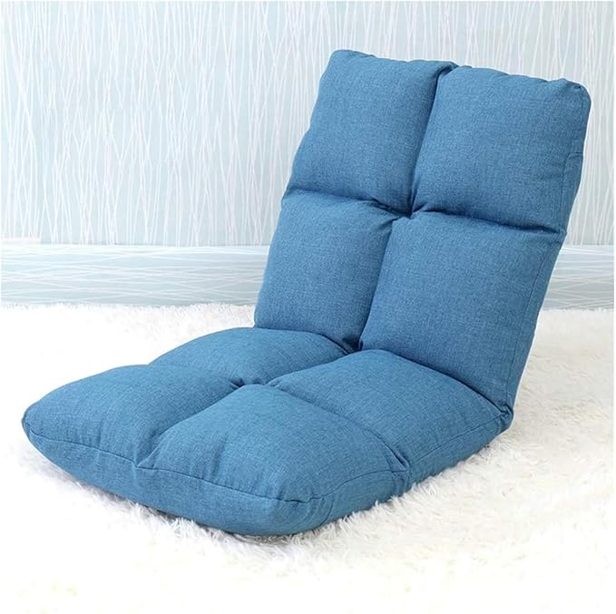 ELEFOCUS Folding Sofa Chair Folding Floor Chair Single Lounger Sofa 5 Gear Adjustment Floor Sofa for Balcony Bay Window(Dark Blue)