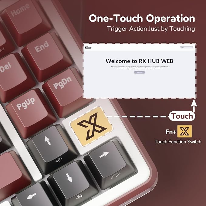 RK ROYAL KLUDGE X87 Gasket Mechanical Keyboard 75% Wireless Gaming Keyboard with Touchable X-Plate &amp Volume Knob Bluetooth/2.4GHz/Wired Hot Swappable RGB Backlit (Red Linear Cream Switch)