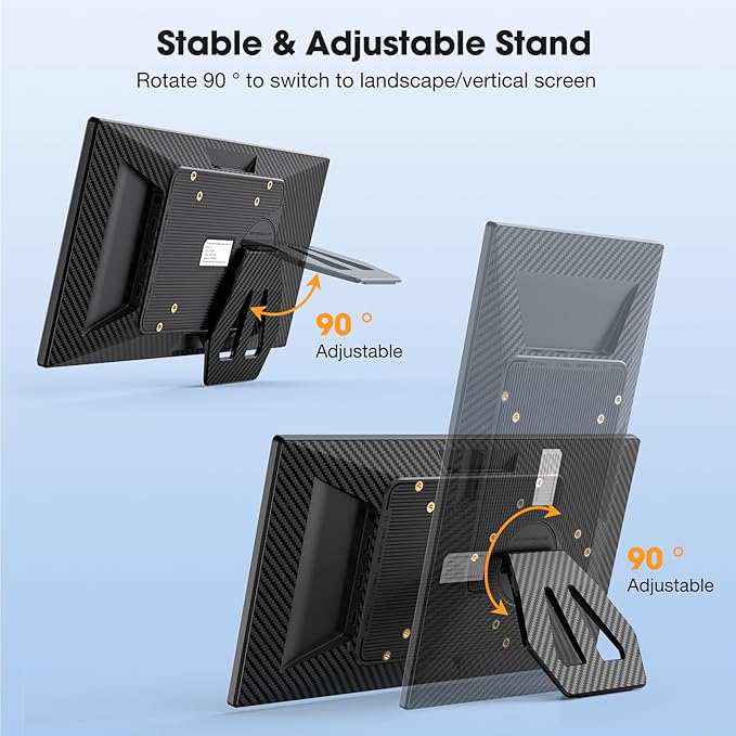Laptop Screen Extender12.1 Portable Monitor with Stand USB C IPS Travel Monitor Dual Built-in Speakers Horizontal and Vertical for Laptop PC MAC Switch PS4/5