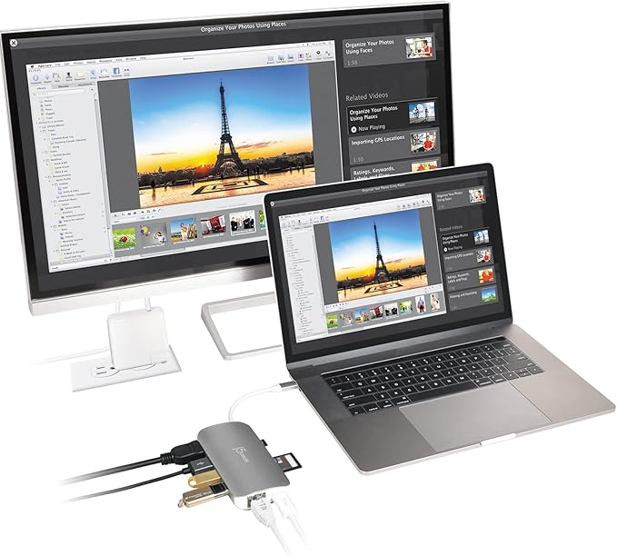 j5create USB-C 9-in-1 Multi Adapter Multi Adapter HDMI/Ethernet/USB 3.1 SD and MicroSD/PD 3.0 | 4K HDMI for MacBook | ChromeBook |USB-C Devices (JCD383)