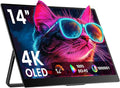 Portable Monitor 14 inch 4K 3840X2400 100000:1 100% DCI-P3 OLED HDMI USB-C Travel Monitor for Laptop MacBook PC Surface PS5 Xbox External Display with Kickstand &amp Speakers VESA Compatible