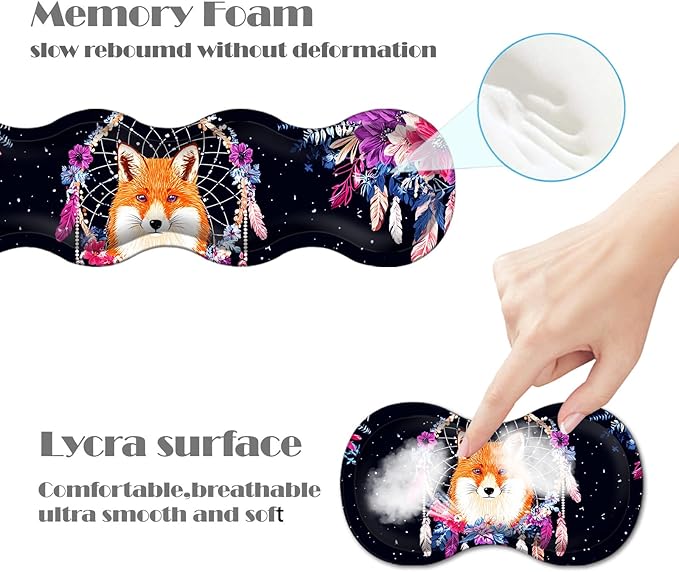 Ergonomic Keyboard Wrist Rest &amp Mouse Pad Wrist Rest SetXL Gaming Desk Mat 31.5x 11.8Non-Slip BaseMemory FoamEasy Typing Pain Relief for Office &amp HomeFox in Floral Dreamcatcher