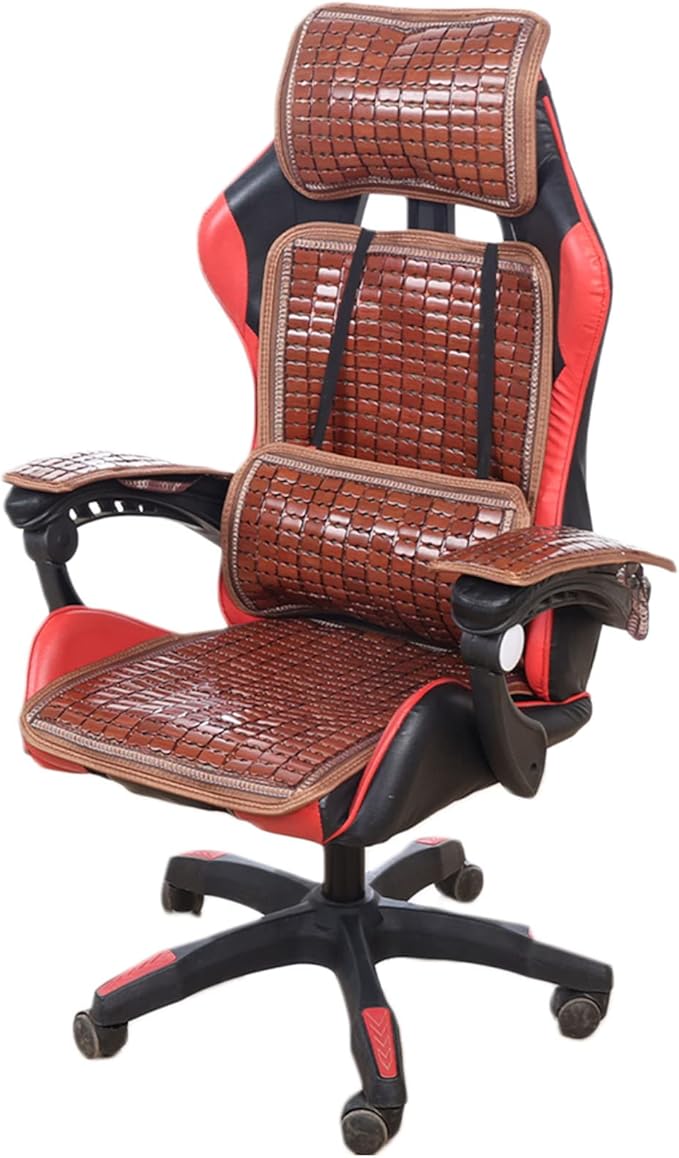 RAZANA Gaming Chair Bamboo Cushion Gaming Chairs for Adults 5pc Set Video Game Chairs Summer Mat Bring The Best Competitive Form Without Fear of Heat (B)
