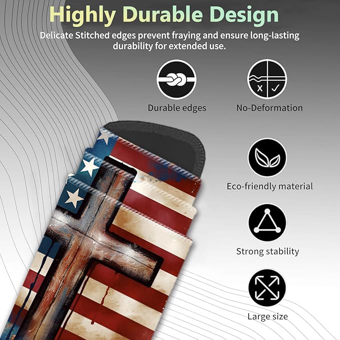 Extended Non-Slip Mouse Pad + Mouse Wrist Rest + Lace-Shaped Coaster Set Ergonomic Design Suitable for Desk and Home Gaming Table Mat American Flag Cross