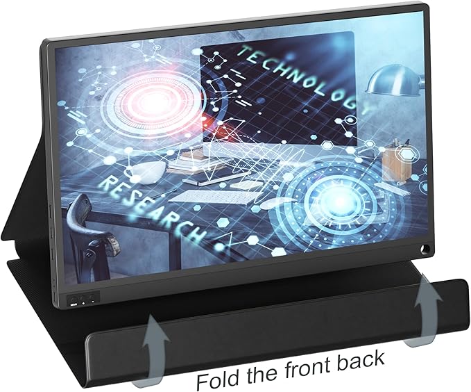 Portable Monitor for Laptop 16.1 Inch Full HD 1080P Dual Computer Monitor USB C HDMI with Speakers Flat Travel Monitor for MacBook Pro PS4 PS5 PC Smart Cover&ampScreen Protector Included…