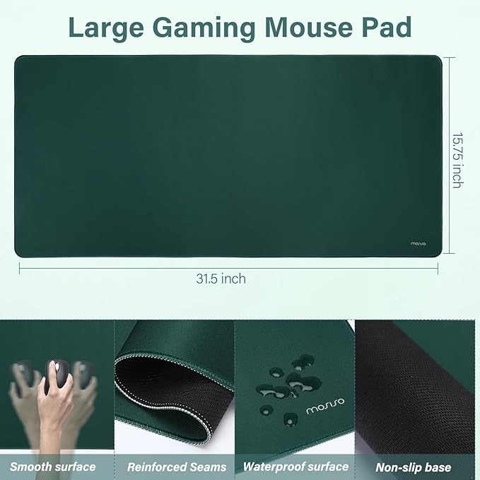 MOSISO Large Gaming Mouse Pad&ampMassage Keyboard Wrist Rest&ampMousepad&ampWrist Rest&ampCoasterErgonomic Non-Slip Base Pad Set&ampPain Relief Easy Typing Cushion with Memory Foam for Home Offi