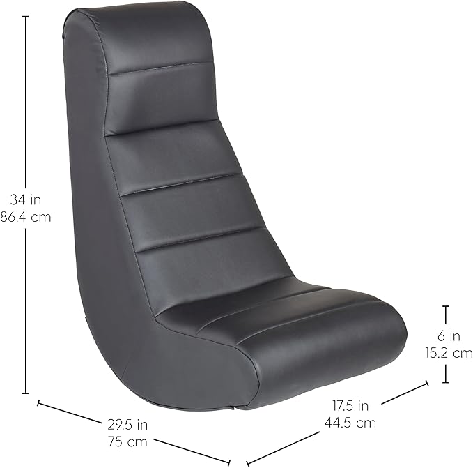 Factory Direct Partners Soft Ergonomic Horizontal Soft Floor Video Rocker - Cushioned Ground Chair Great for Reading Gaming or Watching TV for Kids Teens and Adults - Black 10489-BK