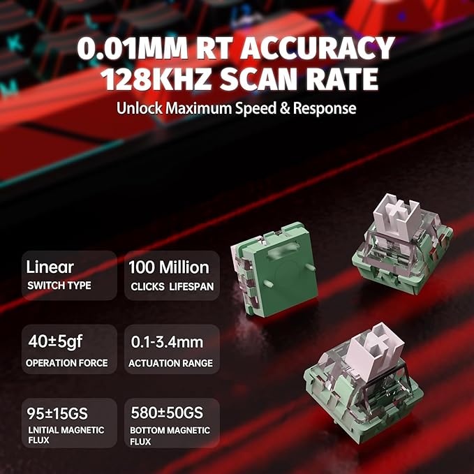 ATTACK SHARK X11 &amp X65 PRO HE Rapid Trigger Hall Effect Keyboard60% Magnetic Keyboard 8K Polling Rate RGB Hot SwapWireless Gaming Mice with Charging Dock 22K DPIBT/2.4Ghz/WiredCoiled Cable-Red