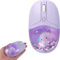 Wireless Mouse with Liquid Quicksand Sequins 2.4GHz &amp Bluetooth Dual Mode Rechargeable Silent Cute Aqua Mouse with LED Light Portable Water Mice for Laptop PC Tablet MacBook Kids Adults Gift (Purp
