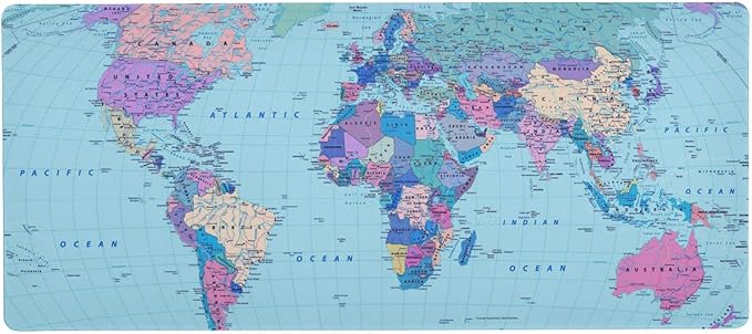 Colored World Map Large Mouse Pad Gaming Mouse Pad Extended Computer Keyboard Mouse Pads Non-Slip Desk Mat for Office Home Game 31.5 x 15.7 inch
