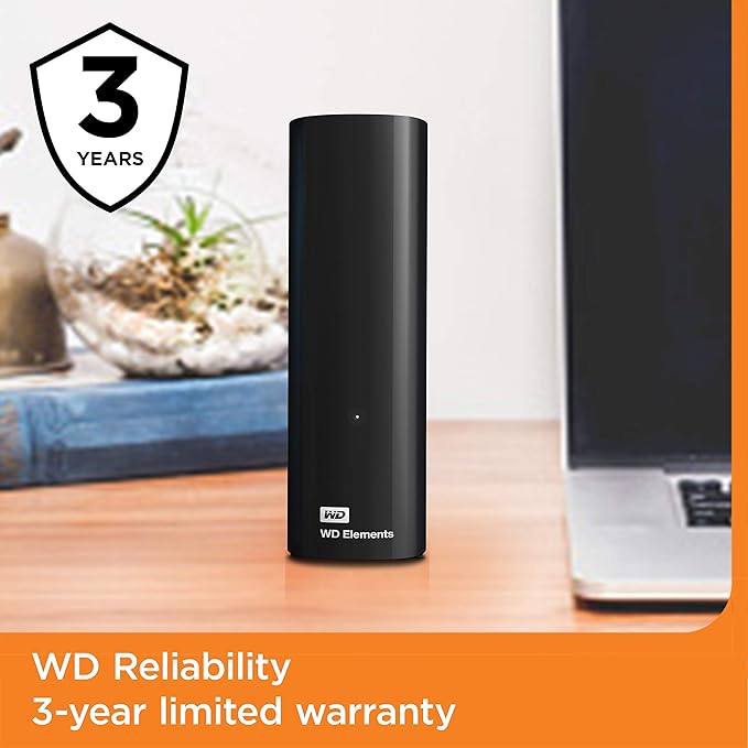 Western Digital 8TB Elements Desktop External Hard Drive USB 3.0 external hard drive for plug-and-play storage - Western DigitalBWLG0080HBK-NESN Black